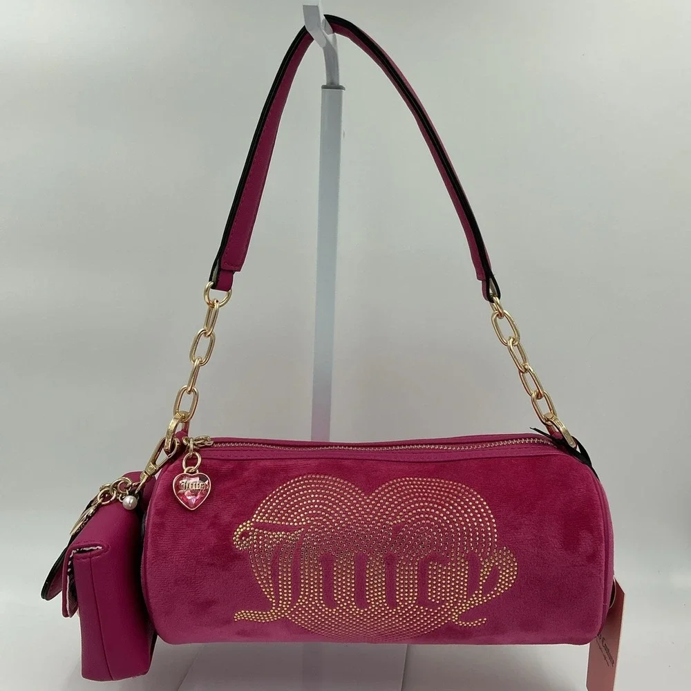 Juicy Couture Raspberry Tart Barrel Bag Queen Couture Charms NWT